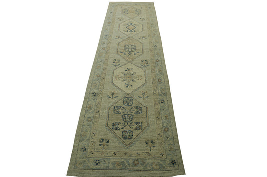 Oushak White wash Chobie Wool Hand Knotted Rug 2.8x11.0 -w5078