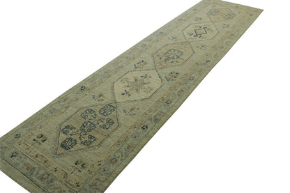 Oushak White wash Chobie Wool Hand Knotted Rug 2.8x11.0 -w5078