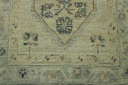 Oushak White wash Chobie Wool Hand Knotted Rug 2.8x11.0 -w5078