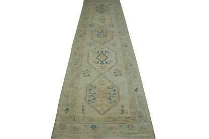 Oushak White wash Chobie Wool Hand Knotted Rug 2.8x11.0 -w5078