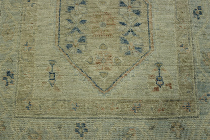 Oushak White wash Chobie Wool Hand Knotted Rug 2.8x11.0 -w5078