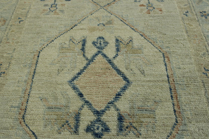 Oushak White wash Chobie Wool Hand Knotted Rug 2.8x11.0 -w5078