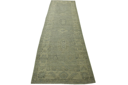 Oushak White wash Chobie Wool Hand Knotted Rug 3.1x11.2 -w5079