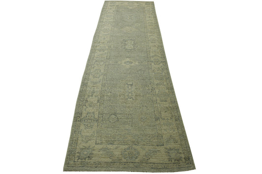 Oushak White wash Chobie Wool Hand Knotted Rug 3.1x11.2 -w5079