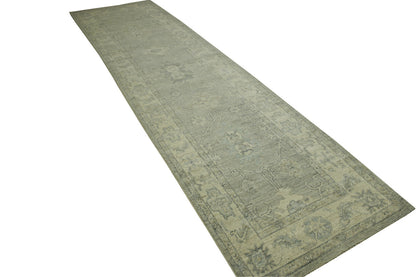 Oushak White wash Chobie Wool Hand Knotted Rug 3.1x11.2 -w5079