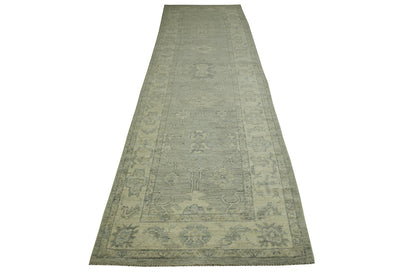 Oushak White wash Chobie Wool Hand Knotted Rug 3.1x11.2 -w5079