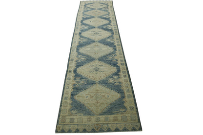 Oushak White wash Chobie Wool Hand Knotted Rug 2.8x12.0 -w5080