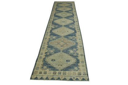Oushak White wash Chobie Wool Hand Knotted Rug 2.8x12.0 -w5080