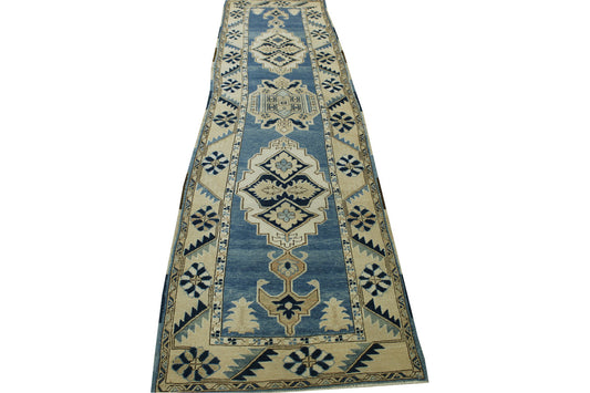 Oushak White wash Chobie Wool Hand Knotted Rug 2.6x14.0 -w5081