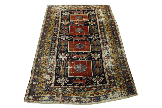 Traditional Antique Vintage Hamadan Wool Hand Knotted Rug 3x5 - w5084