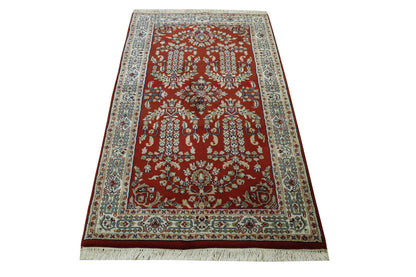 Traditional Indo Sharookh Wool Hand Knotted Rug 3x5 - w2186