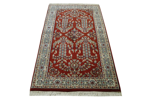Traditional Indo Sharookh Wool Hand Knotted Rug 3x5 - w2186