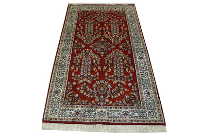 Traditional Indo Sharookh Wool Hand Knotted Rug 3x5 - w2186