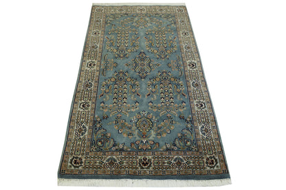 Traditional Indo Sharookh Wool Hand Knotted Rug 3x5 - w2183