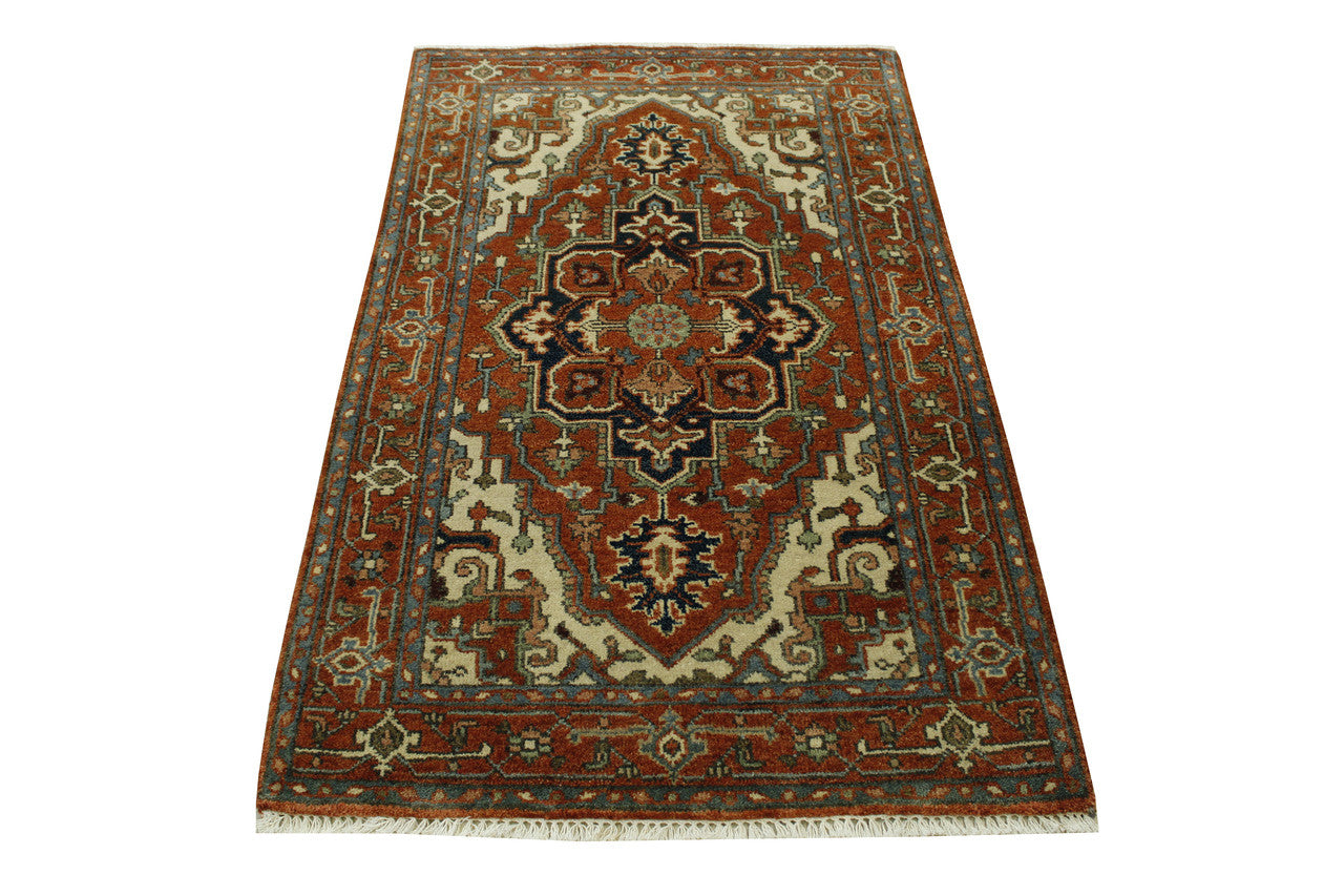 Tribal Heriz Wool Hand Knotted Rug 3x5 - w20079
