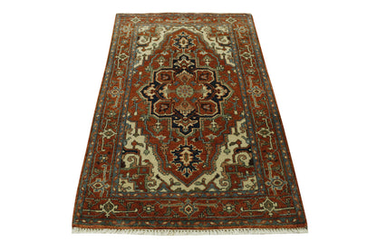 Tribal Heriz Wool Hand Knotted Rug 3x5 - w20079