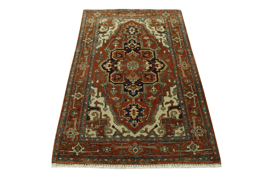 Tribal Heriz Wool Hand Knotted Rug 3x5 - w20079