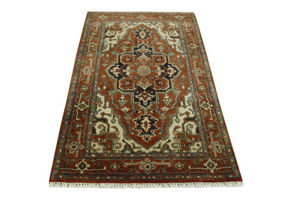 Tribal Heriz Wool Hand Knotted Rug 3x5 - w20079