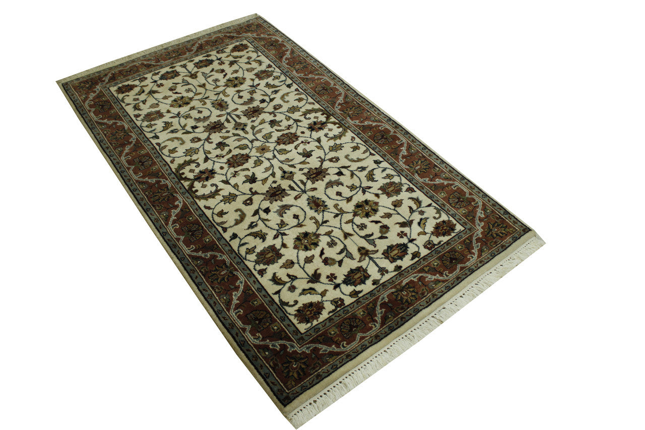 Traditional Indo Mahal Wool Hand Knotted Rug 3x5 - w2176