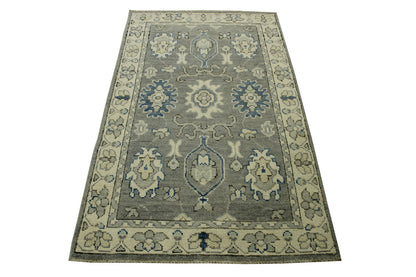 Oushak Whitewash Chobie Wool Hand Knotted Rug 3x5 - w2092