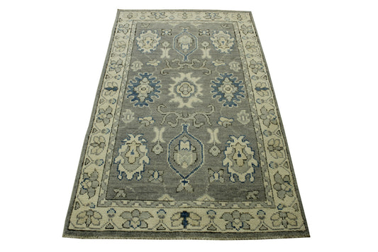 Oushak Whitewash Chobie Wool Hand Knotted Rug 3x5 - w2092