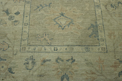 Oushak Whitewash Chobie Wool Hand Knotted Rug 4.0x12.0 -w20368