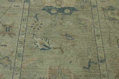 Oushak Whitewash Chobie Wool Hand Knotted Rug 4.0x12.0 -w20368