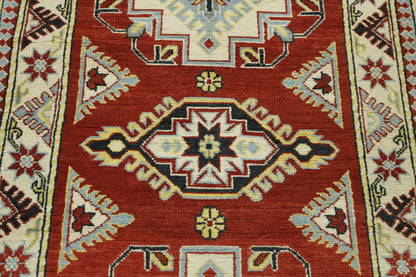 Tribal Super Kazak Wool Hand Knotted Rug 4.0X10.0 -b-146