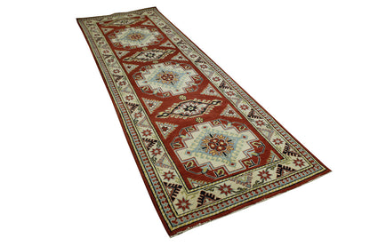 Tribal Super Kazak Wool Hand Knotted Rug 4.0X10.0 -b-146