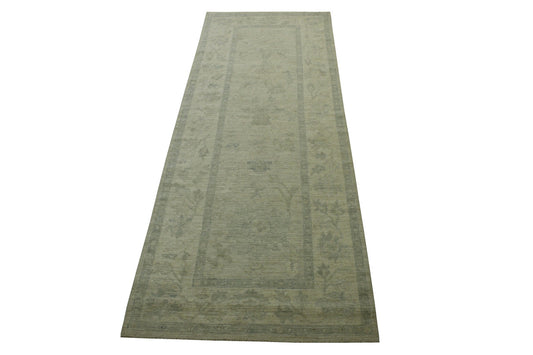 Oushak Whitewash Chobie Wool Hand Knotted Rug 4.0x12.0 -w20367
