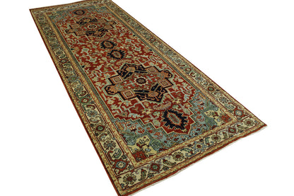 Tribal Heriz Wool Hand Knotted Rug 4.0X10.0 -w5091