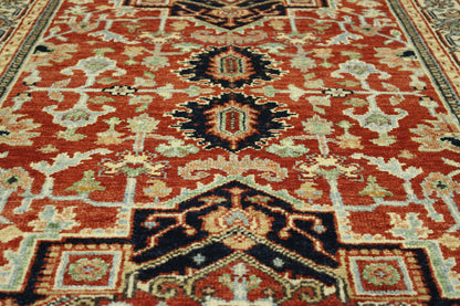 Tribal Heriz Wool Hand Knotted Rug 4.0X10.0 -w5091