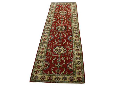 Tribal Super Kazak Wool Hand Knotted Rug 4.0X14.0 -b-148