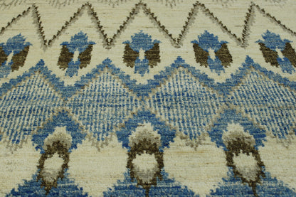 Oushak Ikat Chobie Wool Hand Knotted Rug 4.0x12.0 -g-7