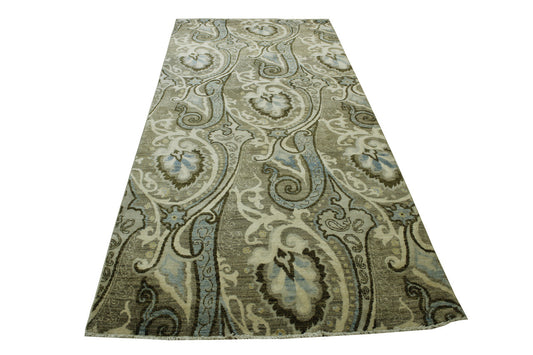 Oushak Ikat Chobie Wool Hand Knotted Rug 4.0X9.0 -g-6