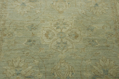 Oushak Whitewash Chobie Wool Hand Knotted Rug 4.0X12.0 -b-144