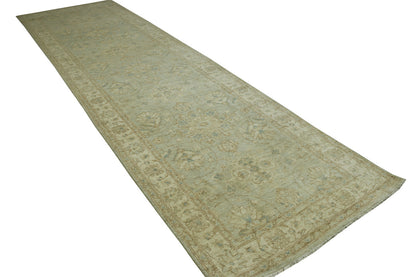 Oushak Whitewash Chobie Wool Hand Knotted Rug 4.0X12.0 -b-144