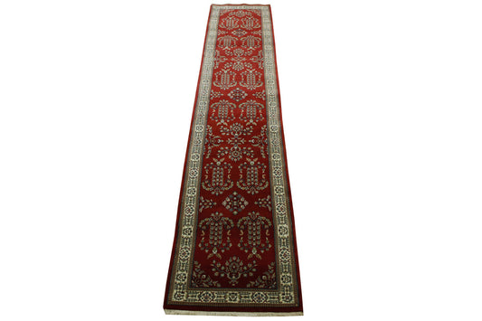 Traditional Fine Indo Sharukh Wool Hand Knotted Rug 2.6X14.0 -w2290