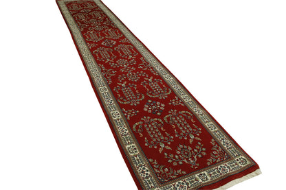 Traditional Fine Indo Sharukh Wool Hand Knotted Rug 2.6X14.0 -w2290