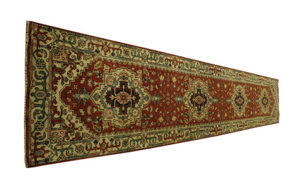 Tribal Indo Heriz Wool Hand Knotted Rug 2.6x14.0 -w20070
