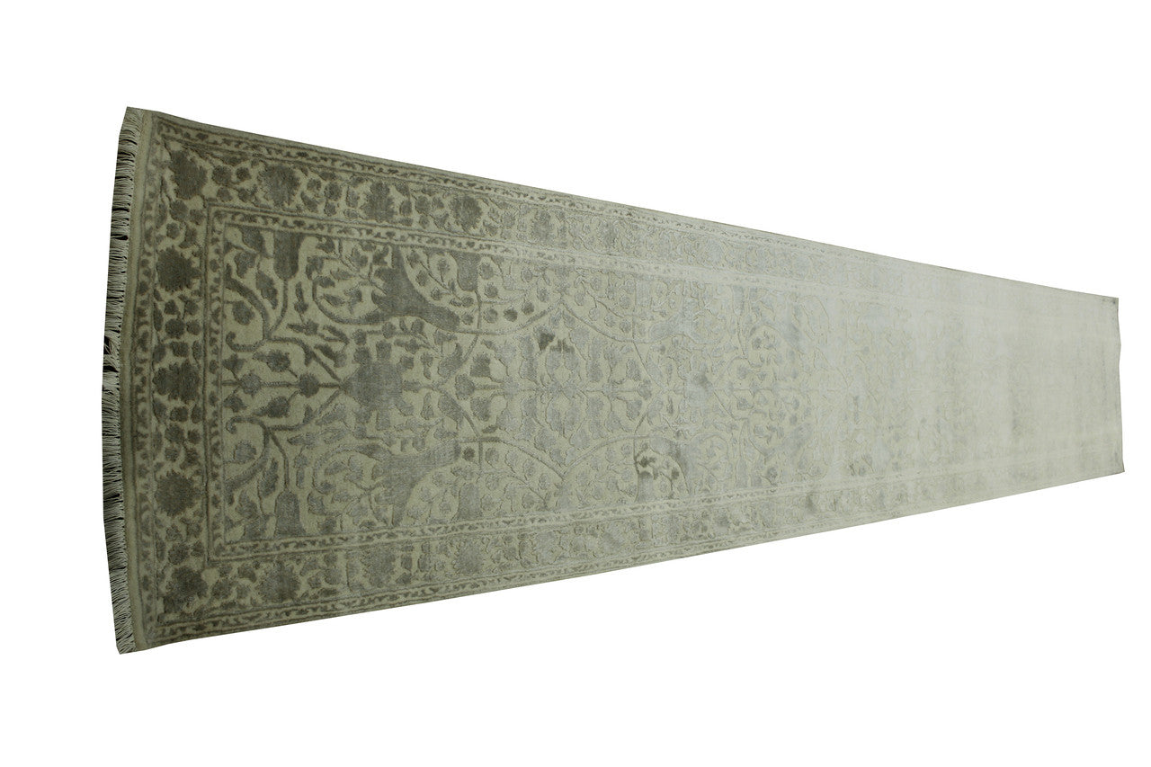 Traditional Haji Jalili Wool/silk Hand Knotted Rug 2.6x14.0 -w20057