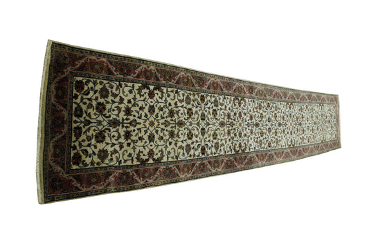 Traditional Indo Mashad Wool Hand Knotted Rug 3.0x14.0 -w20023