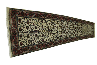 Traditional Indo Mashad Wool Hand Knotted Rug 3.0x14.0 -w20023