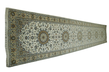 Traditional Fine Nain Wool/silk Hand Knotted Rug 2.6x14.0 -w20251