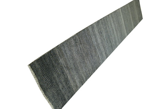 Modern Grass Design Wool/silk Hand Knotted Rug 2.6X14.0 -w20168