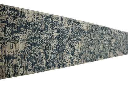 Modern Abstract Broken Design Wool/silk Hand Knotted Rug 2.6X14.0 -w20164
