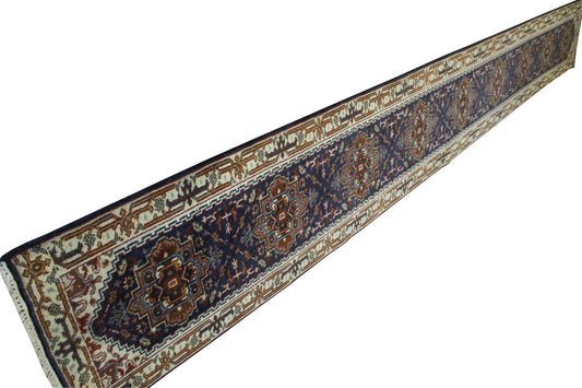 Tribal Heriz Wool Hand Knotted Rug 2.6x20.0 -w20327