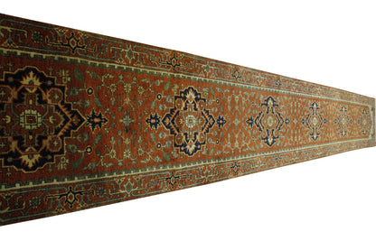 Tribal Indo Heriz Wool Hand Knotted Rug 2.6x20.0 -w20072