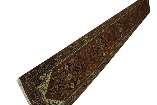 Tribal Indo Heriz Wool Hand Knotted Rug 2.6x20.0 -w20072