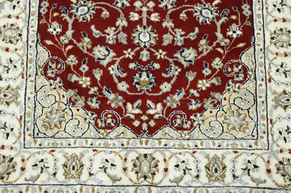 Traditional Fine Nain Wool/silk Hand Knotted Rug 2.6X20.0 -w20245